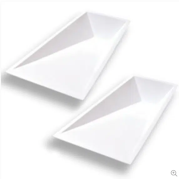 Pole Vaul Trough 3 - RMA Sport Two white folded-paper boats on a white background with soft shadows, forming a minimalist scene.