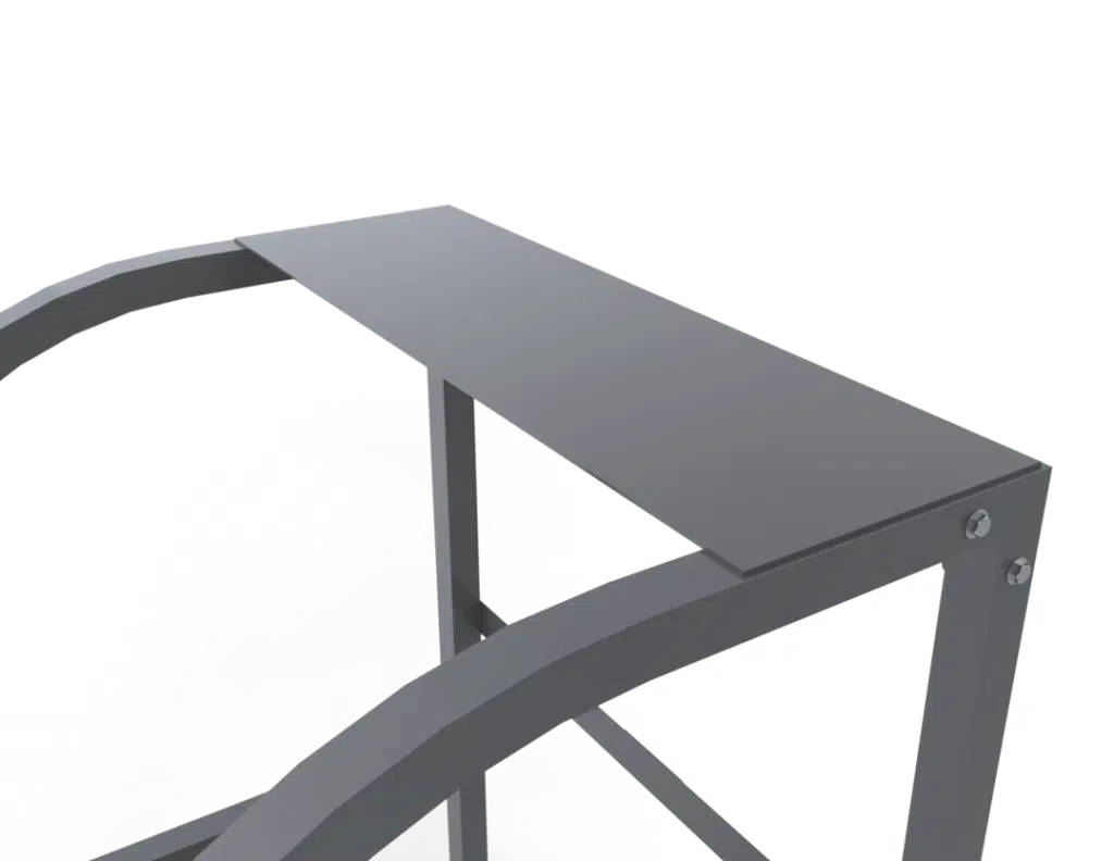 Starters Rostrum - S61821-5 - RMA Sport 3D metal frame with curved supports and a flat rectangular top plate viewed from an angle