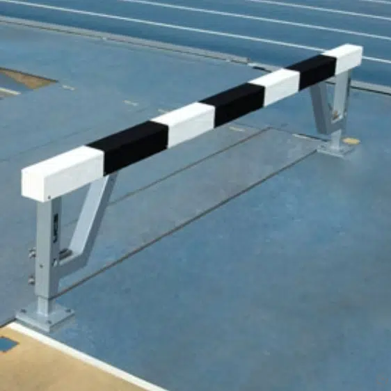 Water Jump 4 - RMA Sport Automated striped barrier gate blocking access on a blue parking deck surface